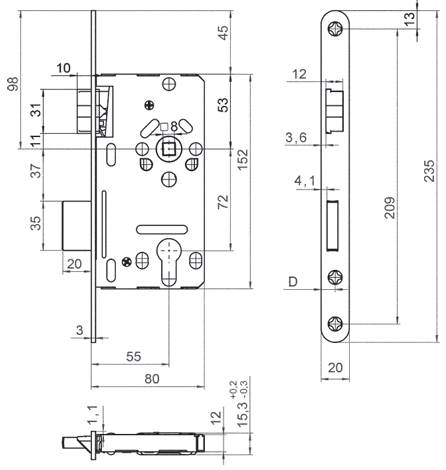 Korridorschloss 2420 PF 